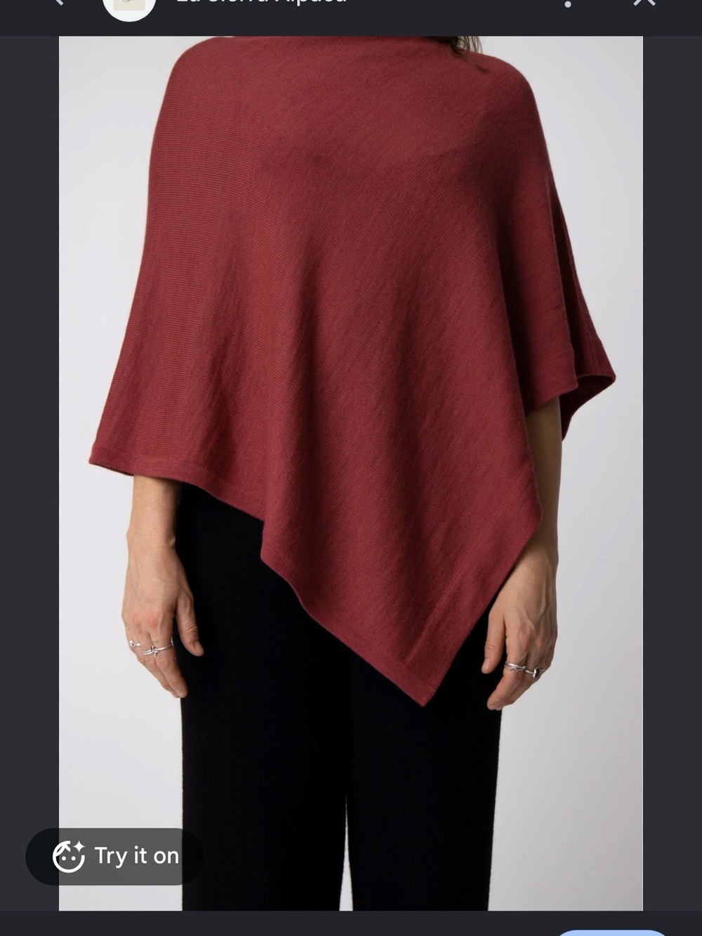 Cashmere 100% Poncho Handmade in Nepal burgundy